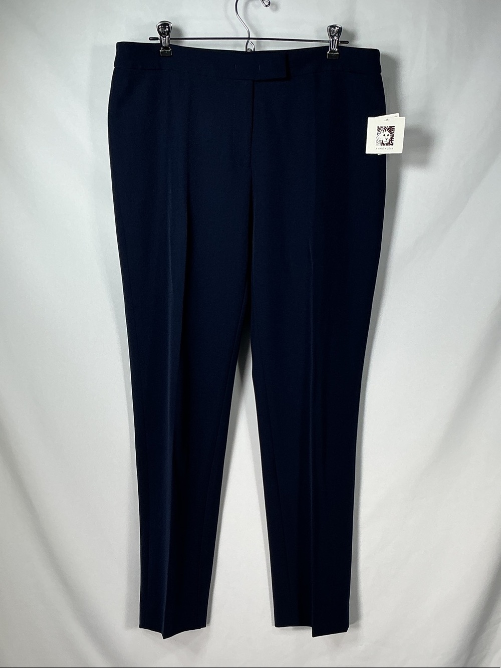 Anne Klein Navy Blue Straight Leg Dress Pants Trousers Work Career Size 10 NWT